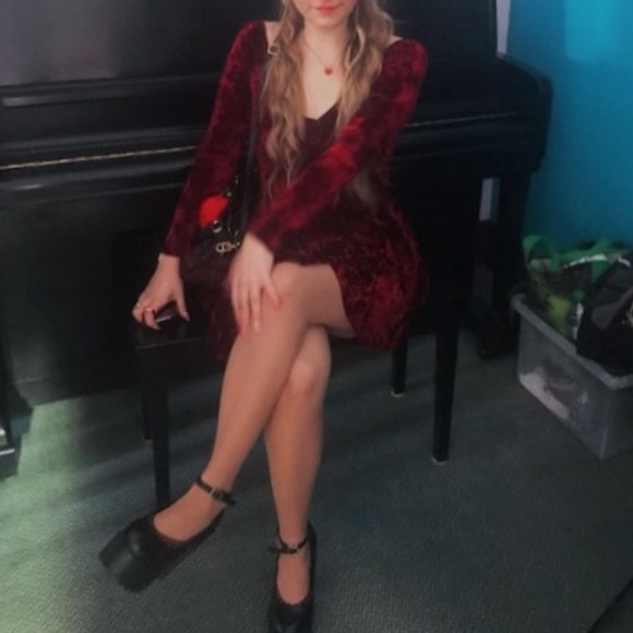 VINTAGE 90’s CONTEMPORARY VELVET BUSTIER DRESS - Picture 2 of 9